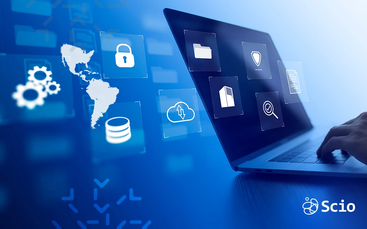 Software engineer analyzing project estimation variables on a secure development platform