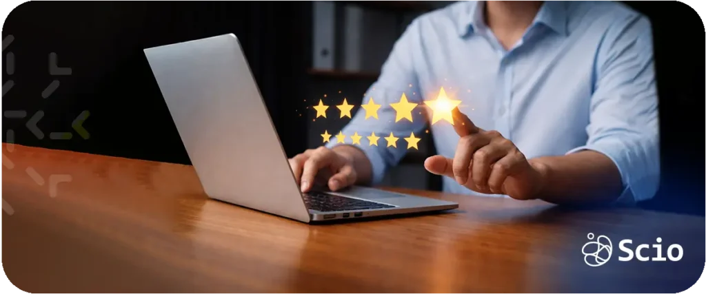 Client review rating illustrating verified feedback for nearshore software development services