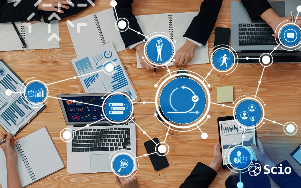 Dynamic staffing model: software engineers discussing flexible team scaling strategies representing the ability to adjust engineering capacity rapidly in response to business conditions and market uncertainty