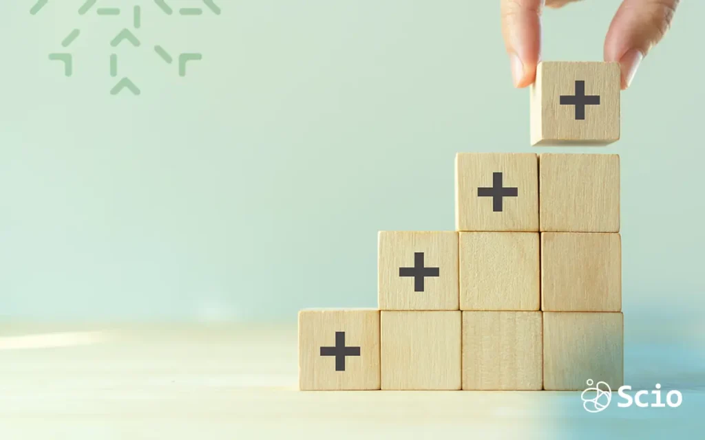 Scrum EOS framework: two complementary organizational systems represented as overlapping gears showing team-level sprint execution and company-level strategic alignment working together