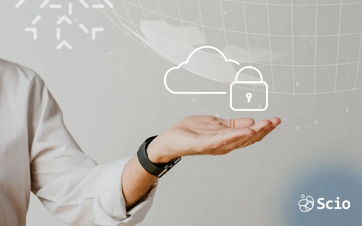 Secure cloud outsourcing illustration with a padlock, symbolizing IP protection risks in offshore software contracts.