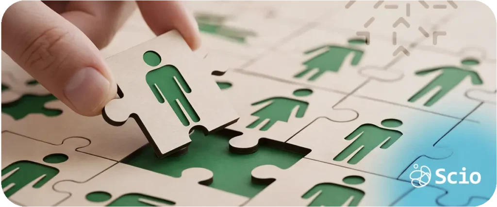 Puzzle pieces representing people fitting together through cultural alignment