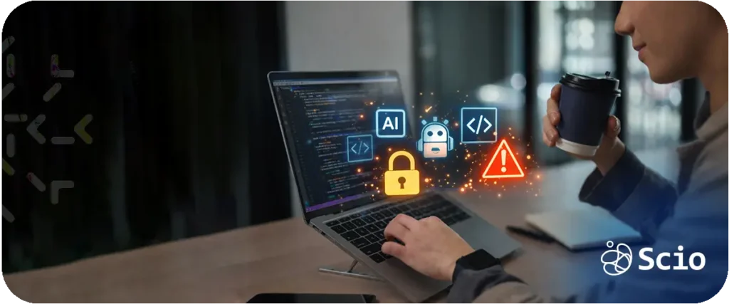 Comparison showing vibe coding versus secure engineering on security speed risk level and maintainability dimensions