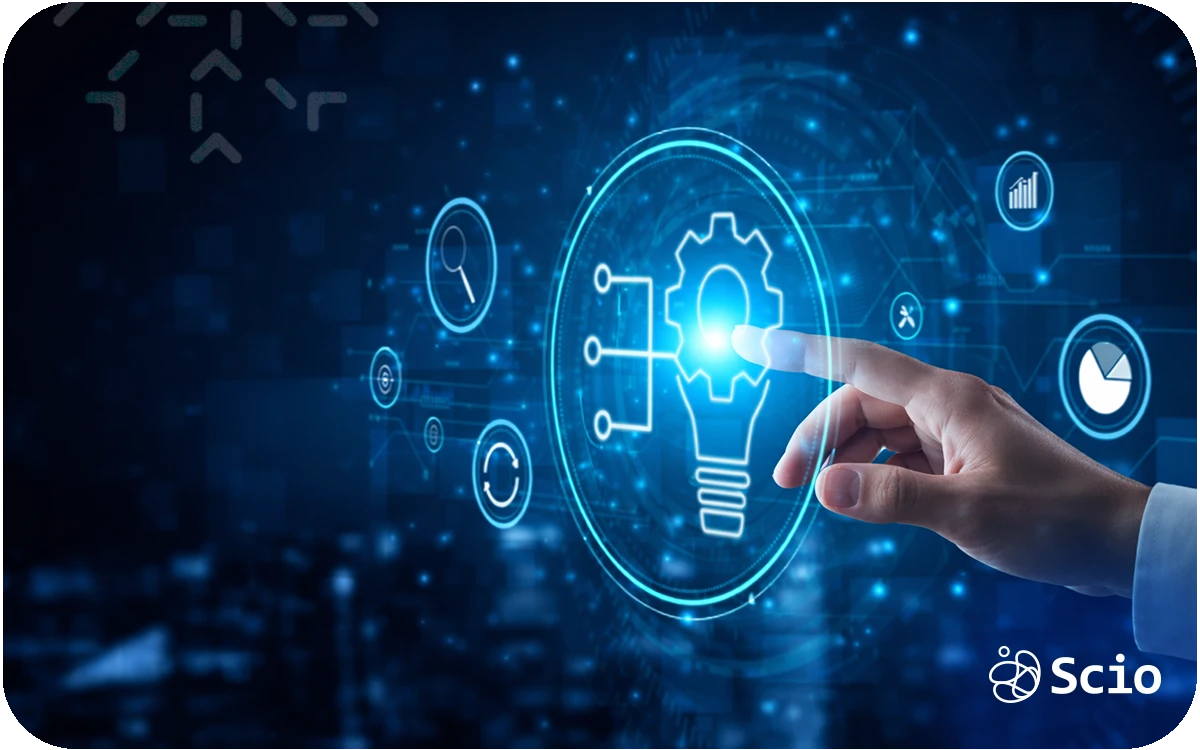 Hand interacting with a digital interface representing modern tools used to accelerate MVP development