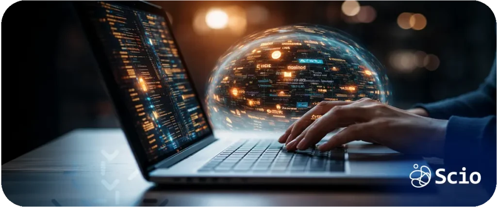 Software developer in focused learning session building AI engineering skills alongside production work representing the realistic 18-month transition roadmap