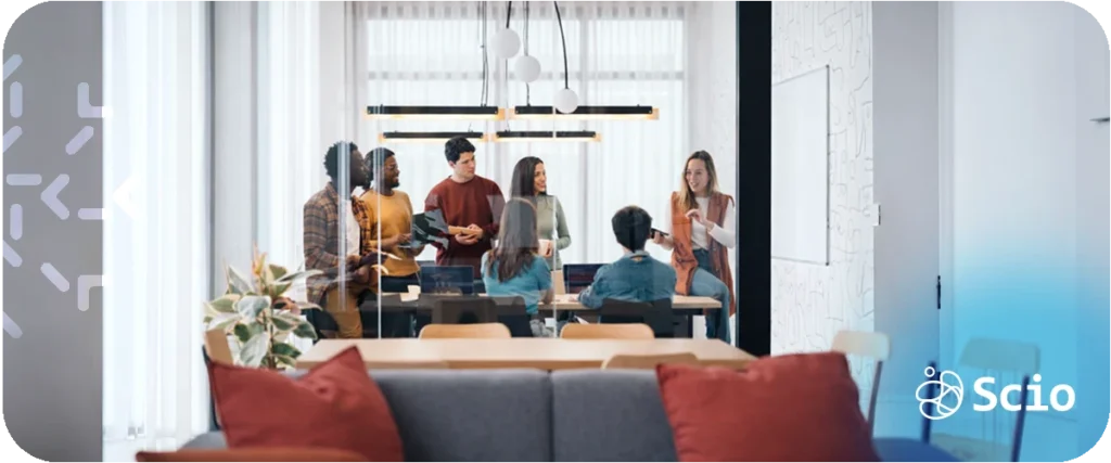 Engineering team culture: diverse nearshore engineering team collaborating in a professional environment that reflects strong collaborative culture and shared purpose