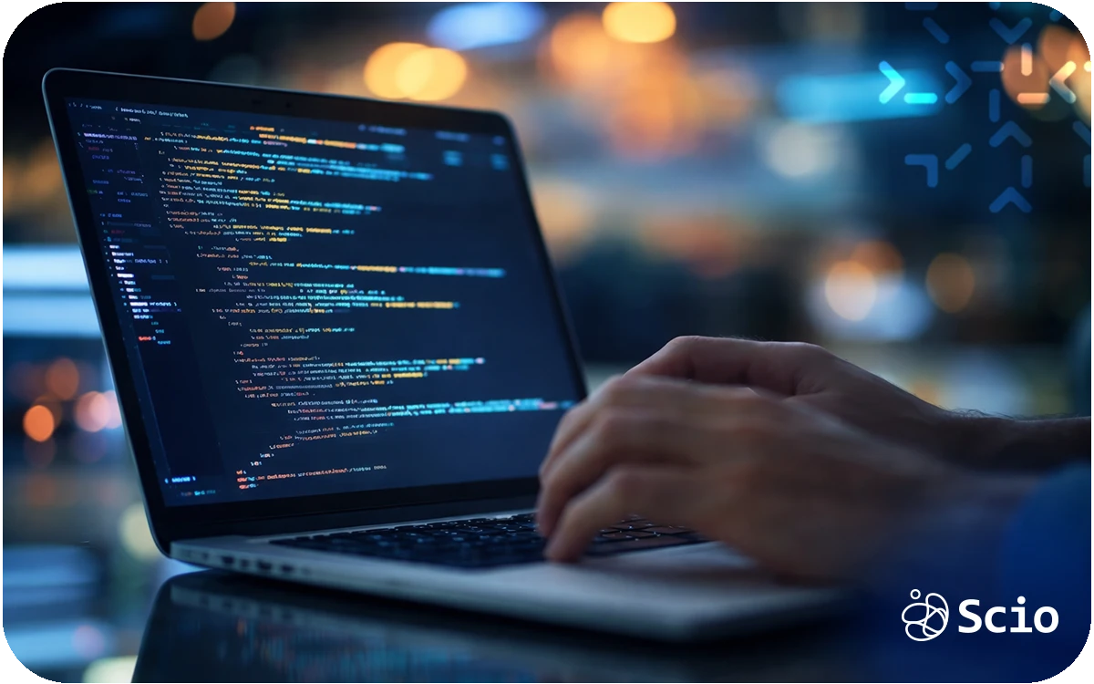 Developer typing code on a laptop at night, symbolizing the belief that execution alone builds successful digital products.