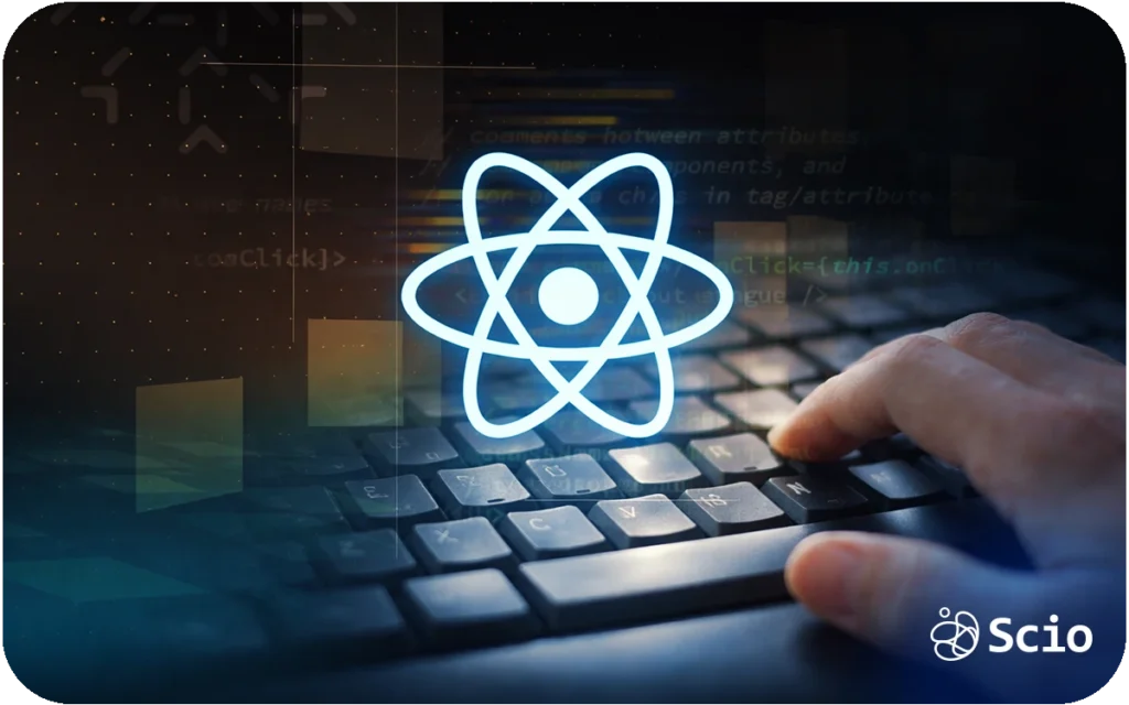Staying current with React: developer reviewing modern React component patterns and ecosystem documentation in a professional engineering environment