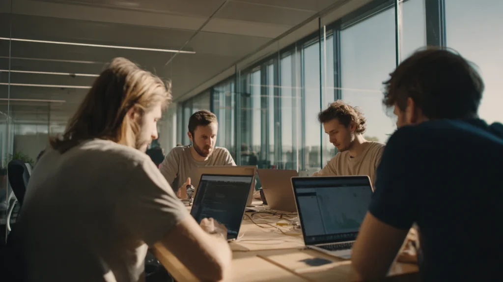 Software company hiring specialized skills shown as four capability gaps: DevOps, QA, data, and cloud